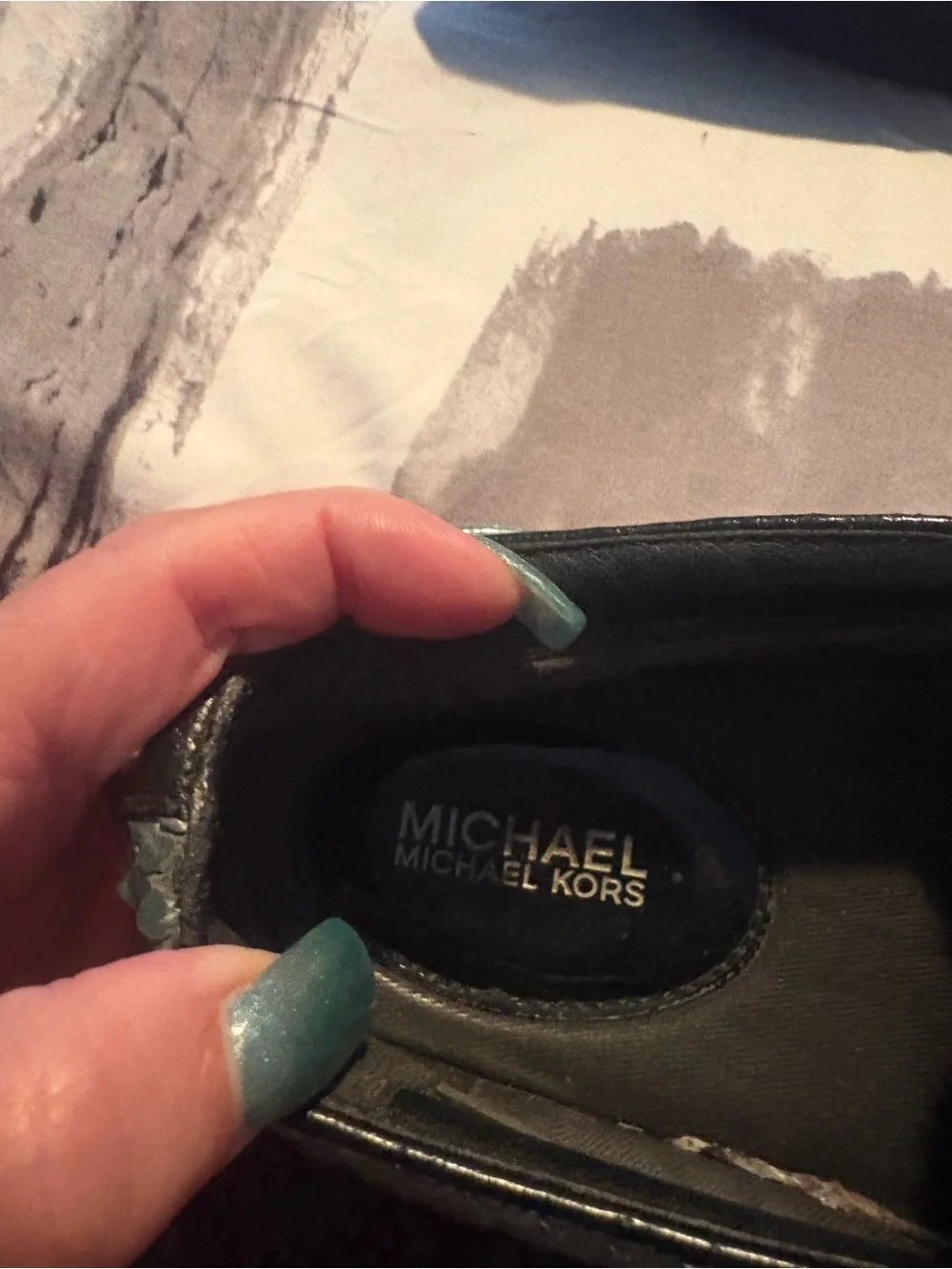 Michael Kors Iridescent gold snakeskin  Slip-On Sneakers.  Sz 8